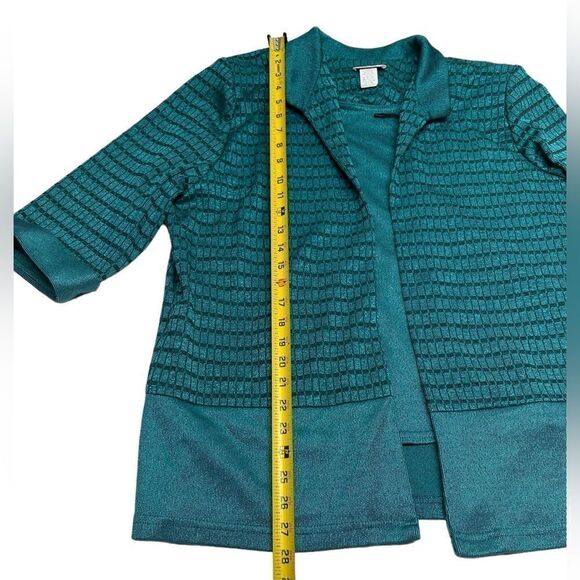 Vintage Blue Matching Blazer Set High Rise Blue Capri Pants Ankle Pants Stretch - Picture 13 of 13